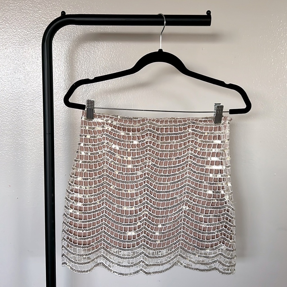 Nude sequin lined skirt